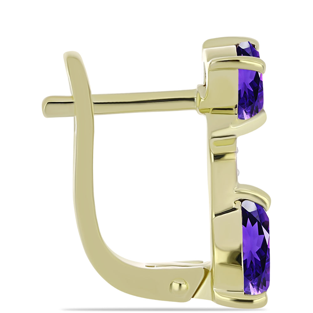 Cercei din Argint 925 Placat cu Aur ( 3 grame ) cu Ametist Marocan și Topaz Alb 2.13 Carate