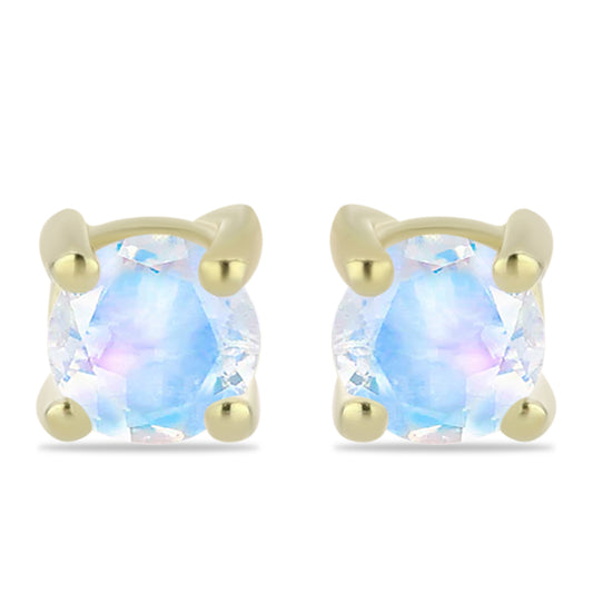 Cercei din Argint 925 Placat cu Aur ( 0.8 grame ) cu Piatra Lunii Curcubeu 0.51 Carate