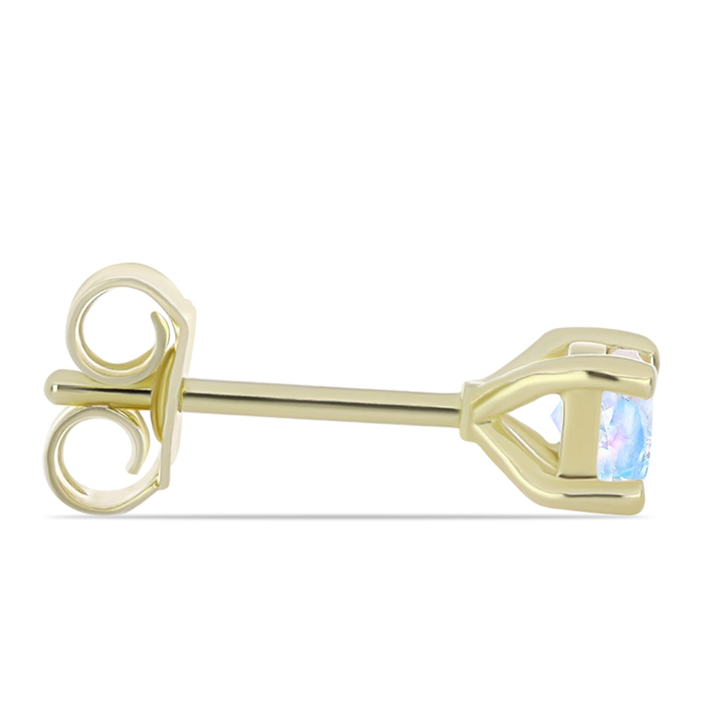 Cercei din Argint 925 Placat cu Aur ( 0.8 grame ) cu Piatra Lunii Curcubeu 0.51 Carate 2 