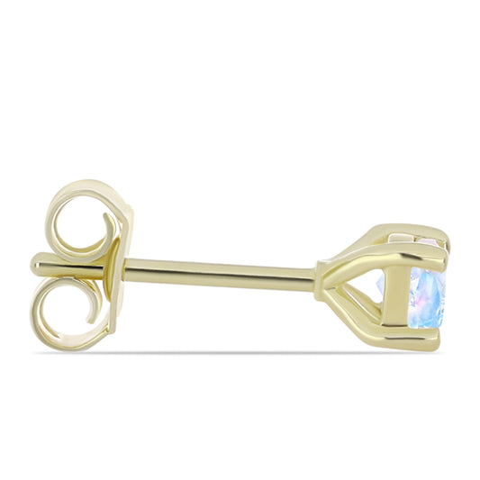 Cercei din Argint 925 Placat cu Aur ( 0.8 grame ) cu Piatra Lunii Curcubeu 0.51 Carate