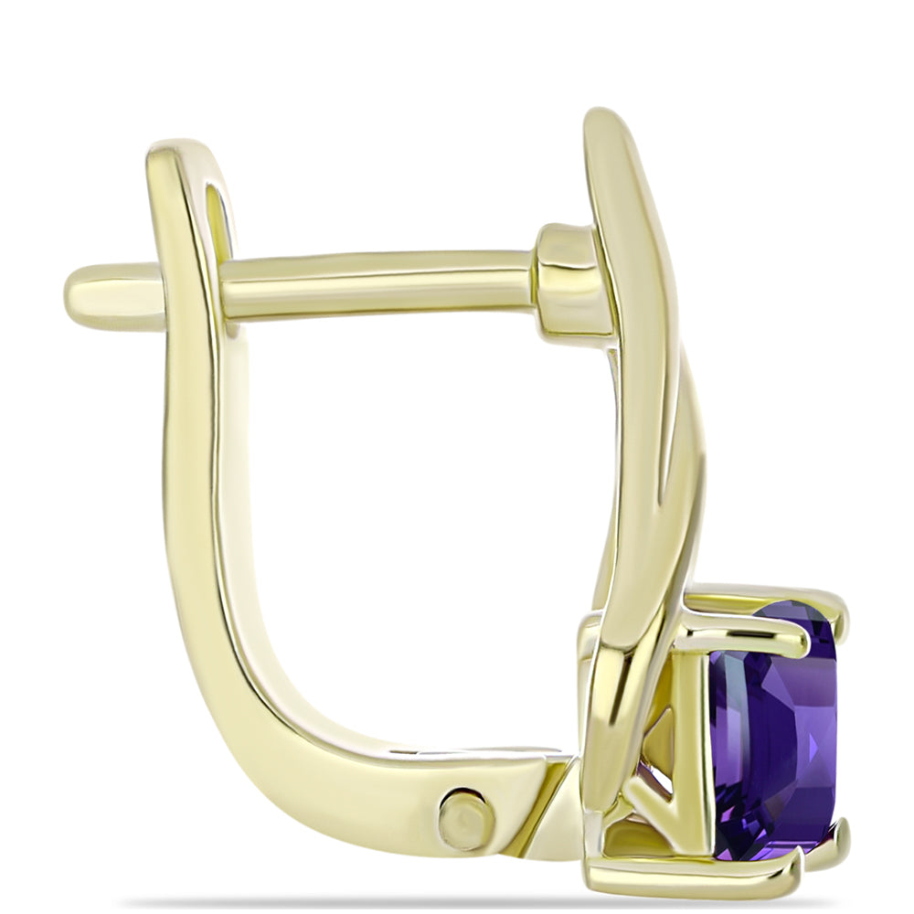 Cercei din Argint 925 Placat cu Aur ( 3.93 grame ) cu Ametist Marocan și Topaz Alb 1.16 Carate 2 