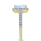 Inel din Argint 925 Placat cu Aur ( 2.55 grame ) cu Piatra Lunii Curcubeu și Topaz Alb 1.05 Carate