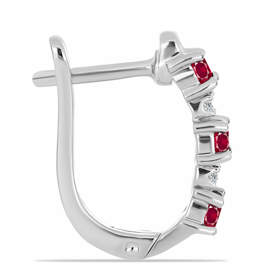 Cercei din Argint 925 ( 3.62 grame ) cu Rubin Malagasy și Topaz Alb 1.01 Carate 2 