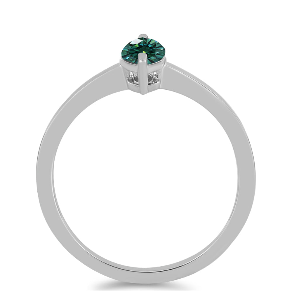 Inel din Argint 925 ( 1.58 grame ) cu Moissanite verde-albăstrui marin 0.51 Carate 2 