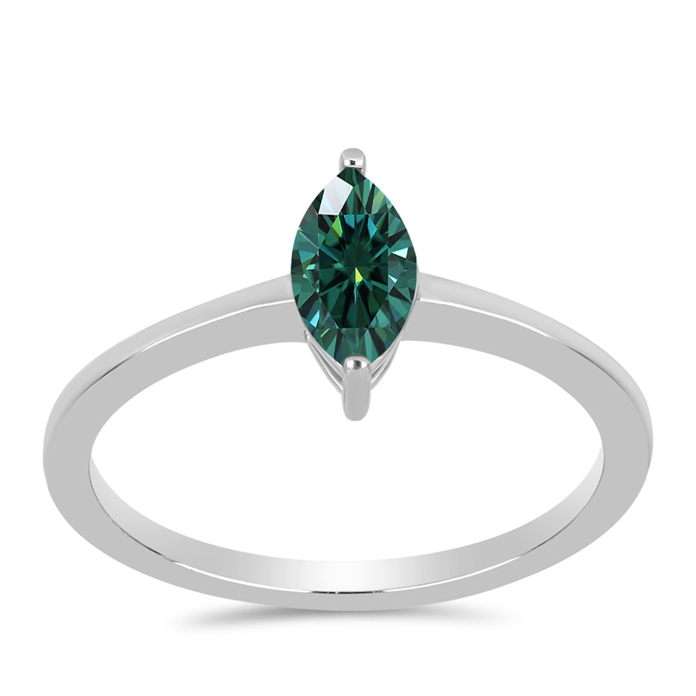Inel din Argint 925 ( 1.58 grame ) cu Moissanite verde-albăstrui marin 0.51 Carate
