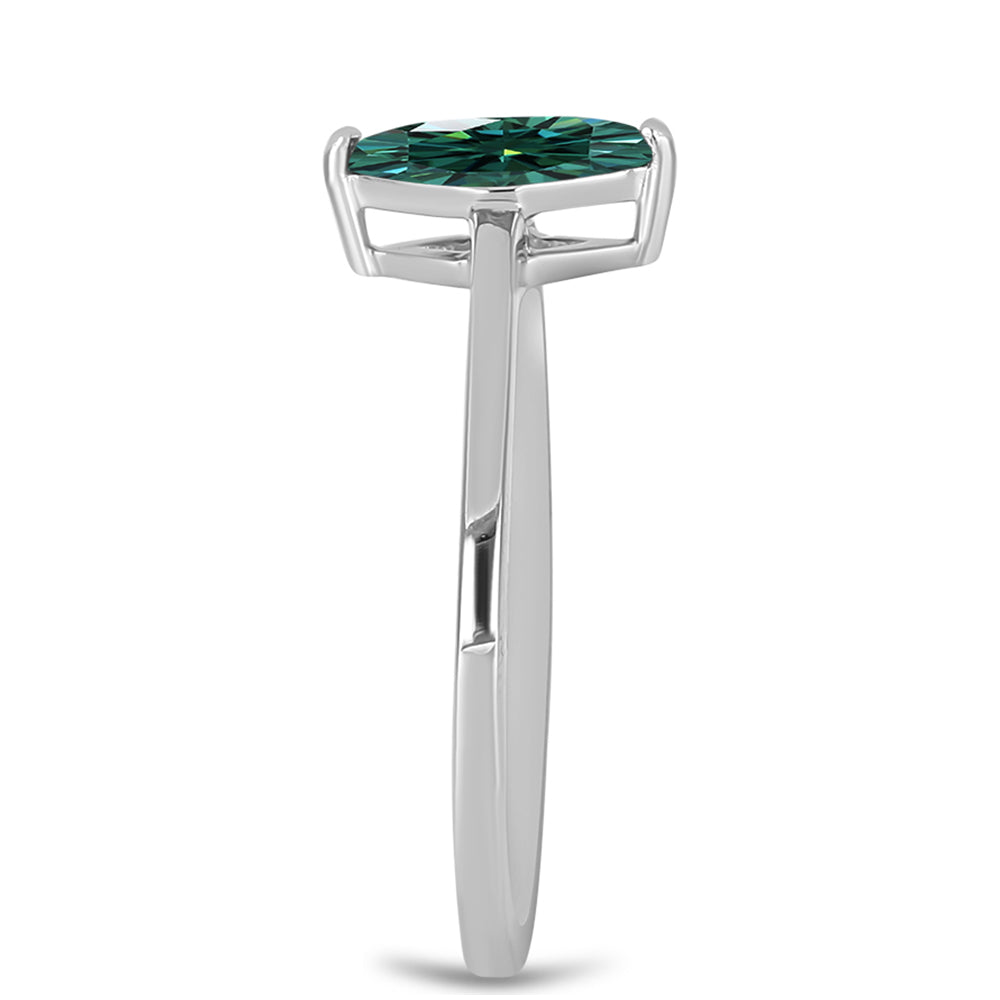 Inel din Argint 925 ( 1.58 grame ) cu Moissanite verde-albăstrui marin 0.51 Carate 4 