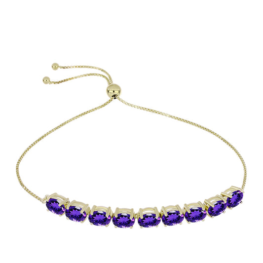 Brățară din Argint 925 Placat cu Aur ( 6.45 grame ) cu Ametist Marocan 6.42 Carate