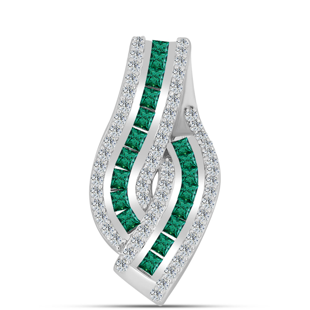 Pandantiv din Argint 925 ( 4.94 grame ) cu Moissanite verde-albăstrui marin și Topaz Alb 1.47 Carate 1 