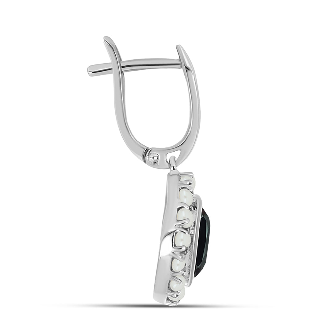 Cercei din Argint 925 ( 4.91 grame ) cu Obsidian și Perlă de Apă Dulce Albă 4.69 Carate 2 