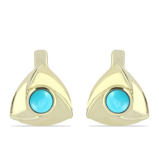 Cercei din Argint 925 Placat cu Aur ( 3.73 grame ) cu Turcoaz ”Frumoasa Adormită” 0.53 Carate