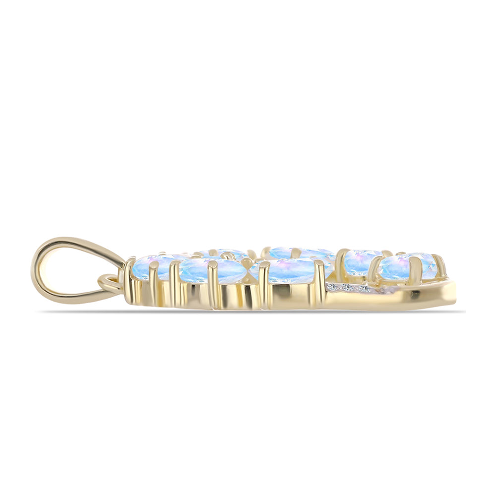 Pandantiv din Argint 925 Placat cu Aur ( 1.83 grame ) cu Piatra Lunii Curcubeu și Topaz Alb 2.41 Carate 2 
