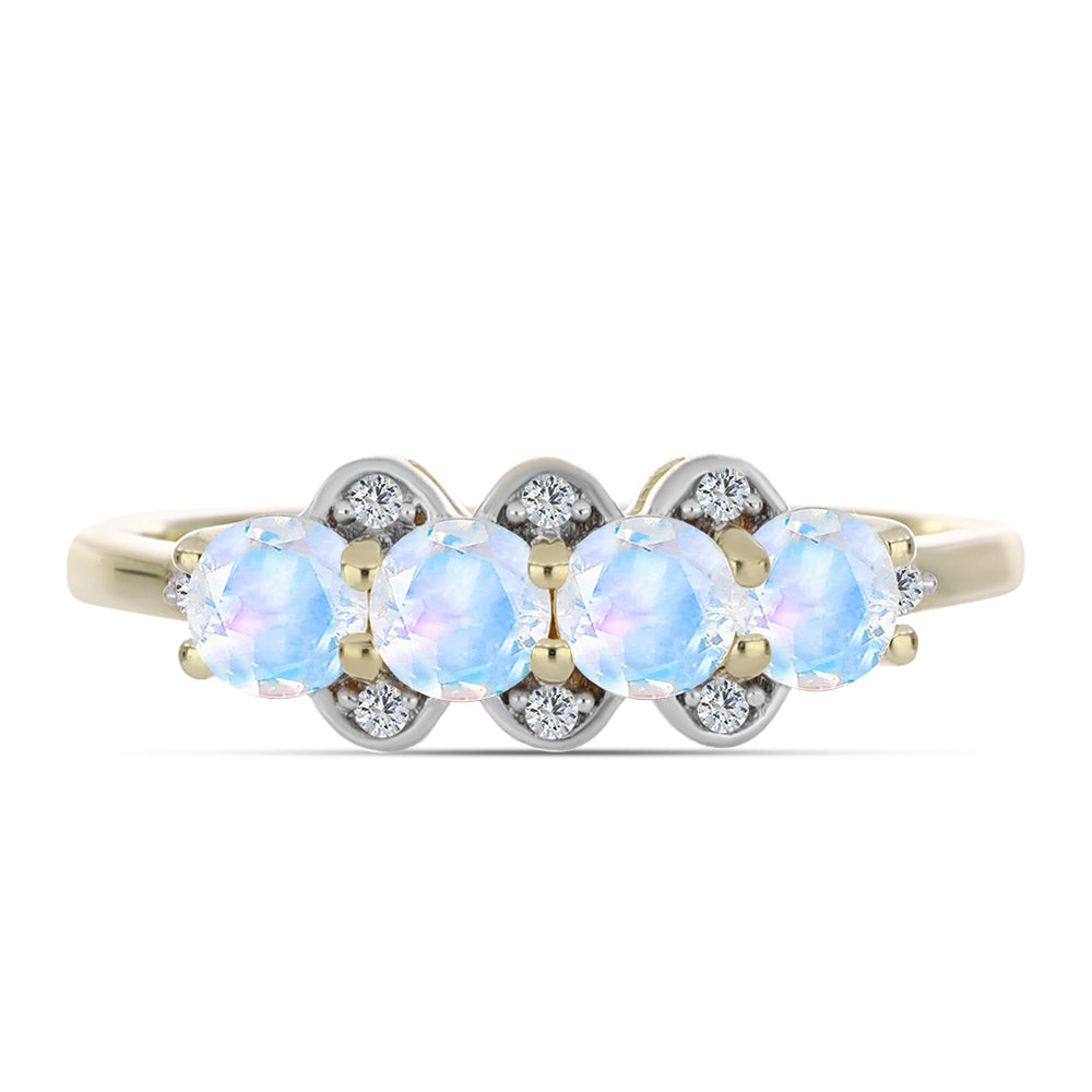 Inel din Argint 925 Placat cu Aur ( 2.35 grame ) cu Piatra Lunii Curcubeu și Topaz Alb 1.1 Carate