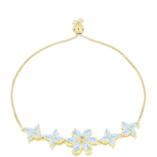 Brățară din Argint 925 Placat cu Aur ( 5.4 grame ) cu Piatra Lunii Curcubeu 2.12 Carate