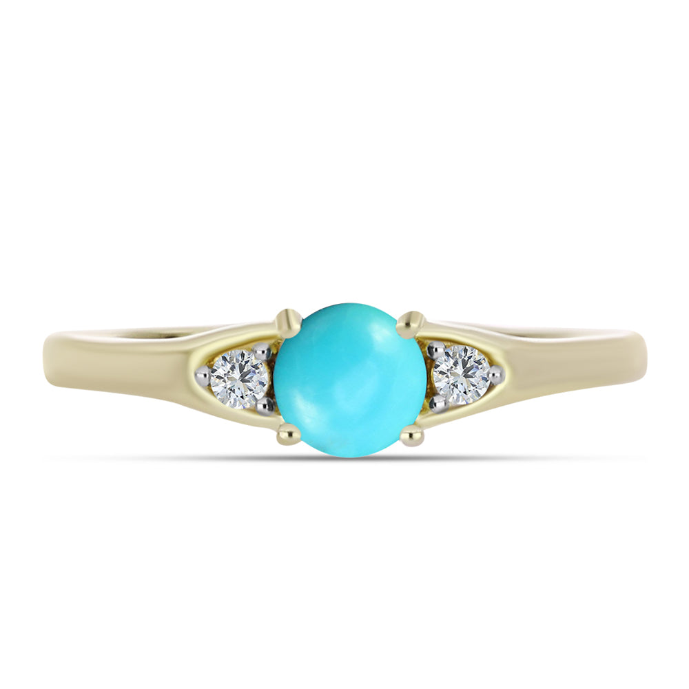 Inel din Argint 925 Placat cu Aur ( 1.95 grame ) cu Turcoaz ”Frumoasa Adormită” și Topaz Alb 0.53 Carate 1 