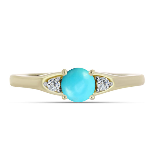 Inel din Argint 925 Placat cu Aur ( 1.95 grame ) cu Turcoaz ”Frumoasa Adormită” și Topaz Alb 0.53 Carate