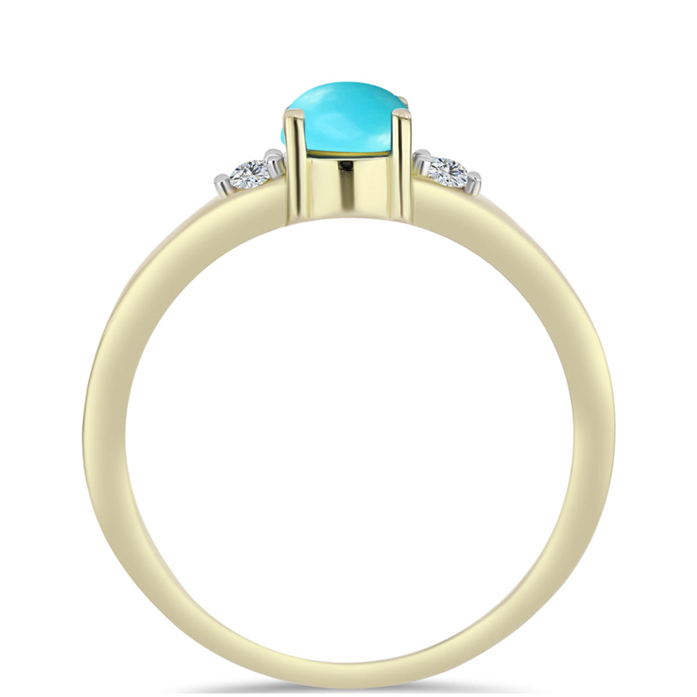 Inel din Argint 925 Placat cu Aur ( 1.95 grame ) cu Turcoaz ”Frumoasa Adormită” și Topaz Alb 0.53 Carate