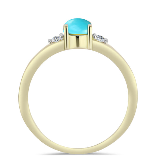 Inel din Argint 925 Placat cu Aur ( 1.95 grame ) cu Turcoaz ”Frumoasa Adormită” și Topaz Alb 0.53 Carate