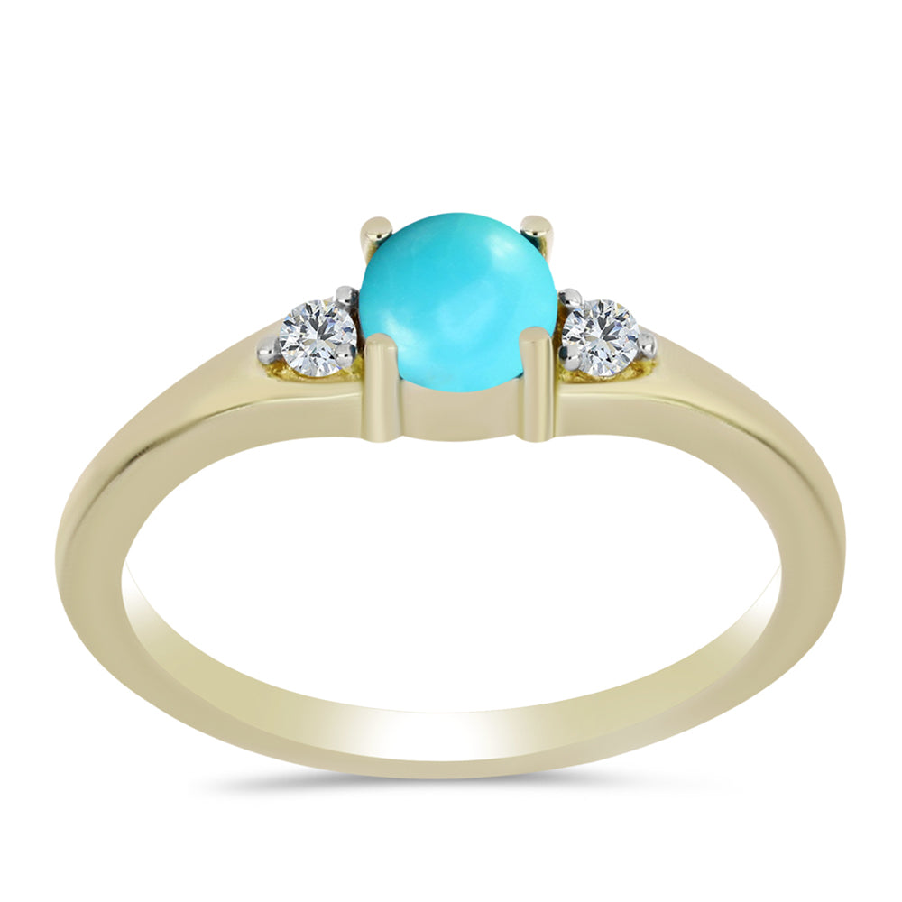 Inel din Argint 925 Placat cu Aur ( 1.95 grame ) cu Turcoaz ”Frumoasa Adormită” și Topaz Alb 0.53 Carate 3 