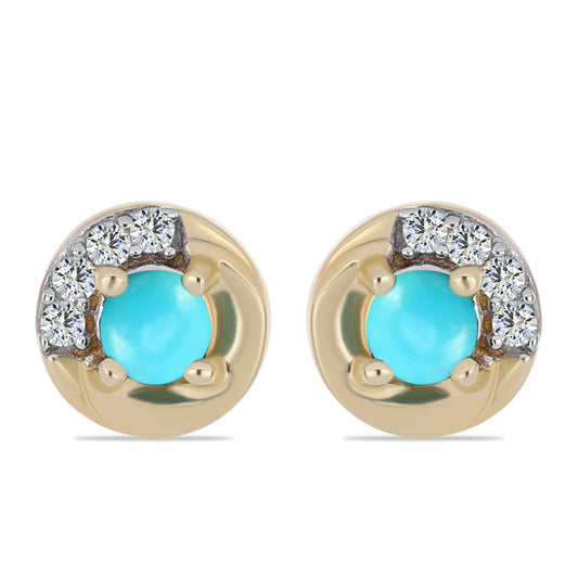 Cercei din Argint 925 Placat cu Aur ( 1.4 grame ) cu Turcoaz ”Frumoasa Adormită” și Topaz Alb 0.31 Carate