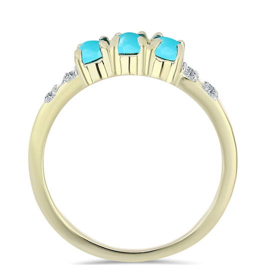 Inel din Argint 925 Placat cu Aur ( 2.53 grame ) cu Turcoaz ”Frumoasa Adormită” și Topaz Alb 0.65 Carate