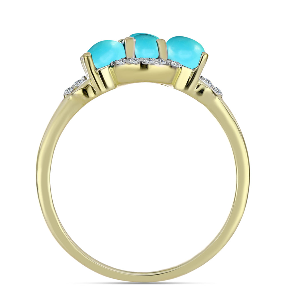 Inel din Argint 925 Placat cu Aur ( 2.34 grame ) cu Turcoaz ”Frumoasa Adormită” și Topaz Alb 1.38 Carate