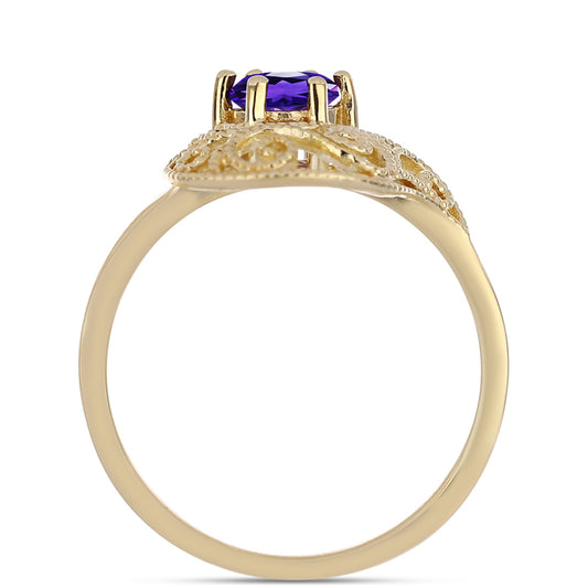 Inel din Argint 925 Placat cu Aur ( 2.25 grame ) cu Ametist Marocan 0.42 Carate