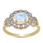 Inel din Argint 925 Placat cu Aur ( 3.51 grame ) cu Piatra Lunii Curcubeu și Topaz Alb 1.23 Carate