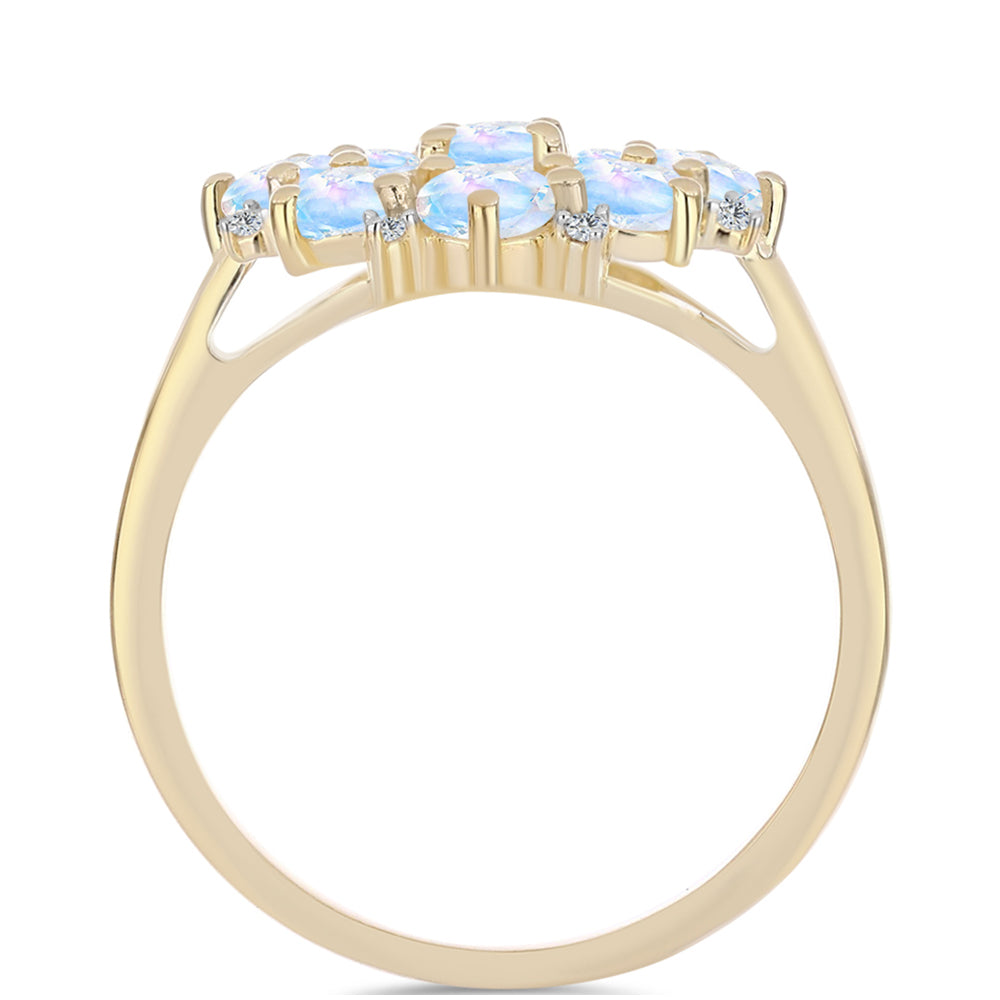Inel din Argint 925 Placat cu Aur ( 3.84 grame ) cu Piatra Lunii Curcubeu și Topaz Alb 2.38 Carate