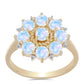 Inel din Argint 925 Placat cu Aur ( 3.84 grame ) cu Piatra Lunii Curcubeu și Topaz Alb 2.38 Carate