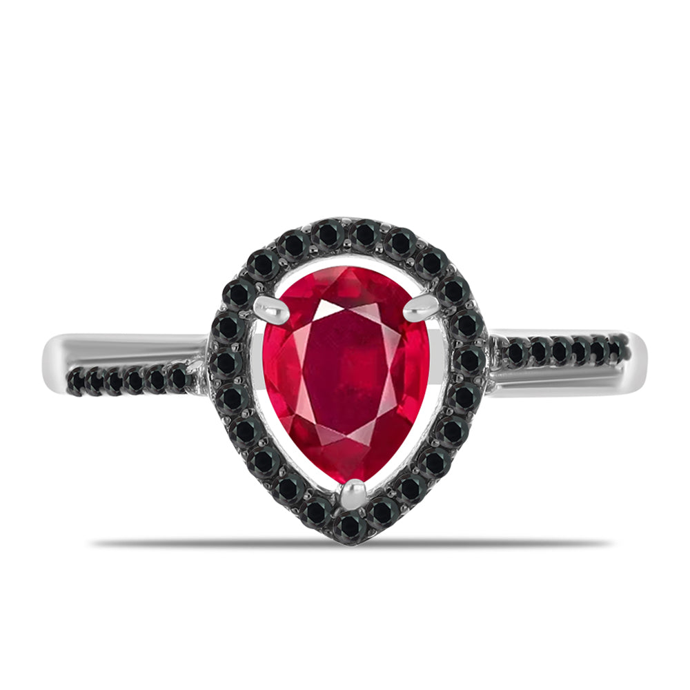 Inel din Argint 925 ( 2.27 grame ) cu Rubin Malagasy și Spinel Negru 1.95 Carate 1 