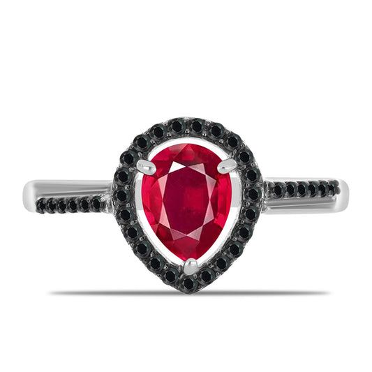 Inel din Argint 925 ( 2.27 grame ) cu Rubin Malagasy și Spinel Negru 1.95 Carate