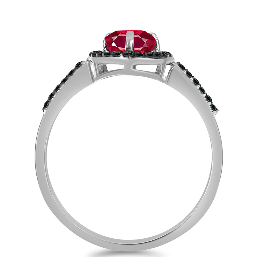 Inel din Argint 925 ( 2.27 grame ) cu Rubin Malagasy și Spinel Negru 1.95 Carate 2 