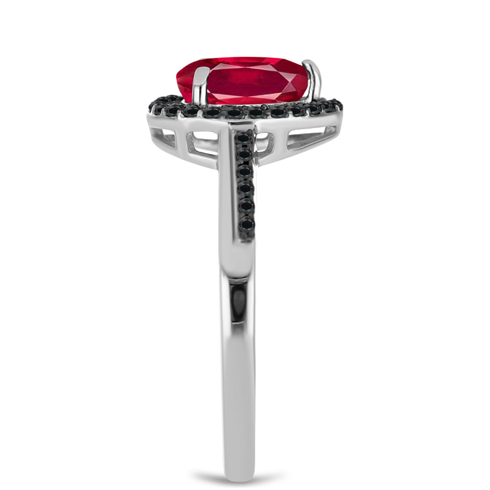 Inel din Argint 925 ( 2.27 grame ) cu Rubin Malagasy și Spinel Negru 1.95 Carate