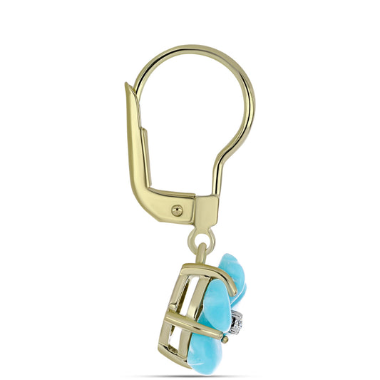 Cercei din Argint 925 Placat cu Aur ( 1.82 grame ) cu Turcoaz ”Frumoasa Adormită” și Topaz Alb 2.62 Carate