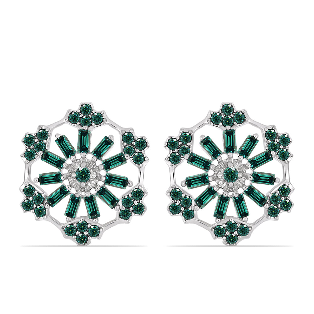 Cercei din Argint 925 ( 4.54 grame ) cu Moissanite verde-albăstrui marin 1.78 Carate
