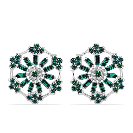 Cercei din Argint 925 ( 4.54 grame ) cu Moissanite verde-albăstrui marin 1.78 Carate
