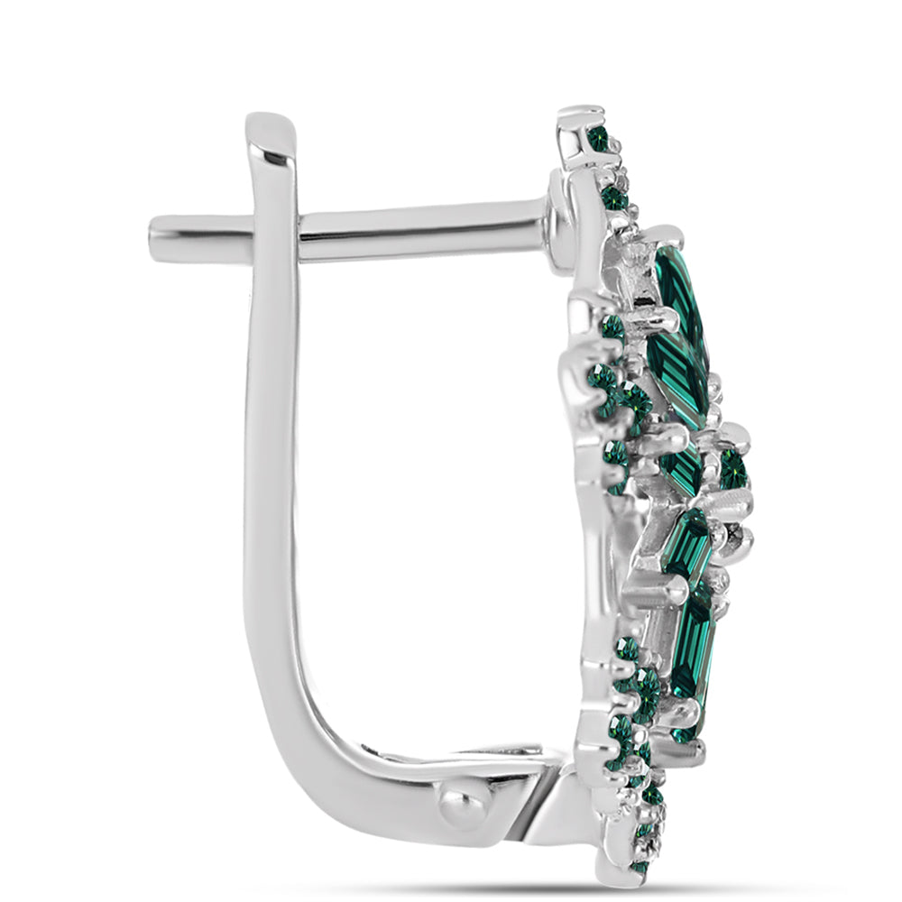 Cercei din Argint 925 ( 4.54 grame ) cu Moissanite verde-albăstrui marin 1.78 Carate