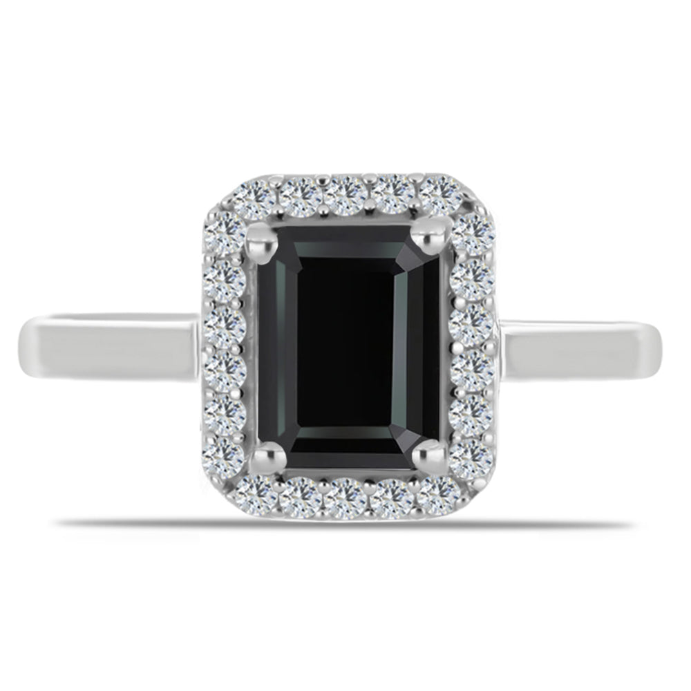 Inel din Argint 925 ( 2.45 grame ) cu Obsidian și Topaz Alb 0.99 Carate 1 