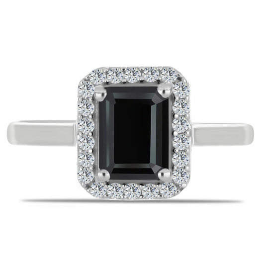 Inel din Argint 925 ( 2.45 grame ) cu Obsidian și Topaz Alb 0.99 Carate