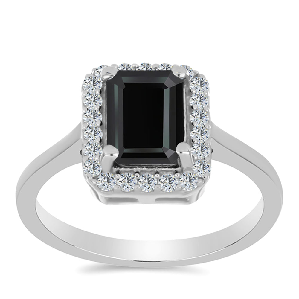 Inel din Argint 925 ( 2.45 grame ) cu Obsidian și Topaz Alb 0.99 Carate