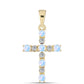 Cruce Pandantiv din Argint 925 Placat cu Aur ( 1.01 grame ) cu Piatra Lunii Curcubeu și Topaz Alb 0.45 Carate