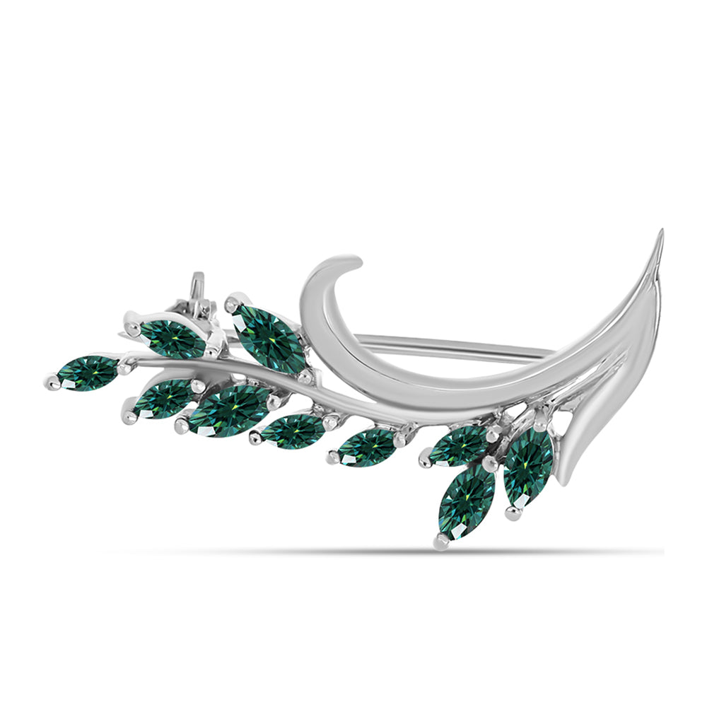 Broşă din Argint 925 ( 1.69 grame ) cu Moissanite verde-albăstrui marin 0.44 Carate 1 