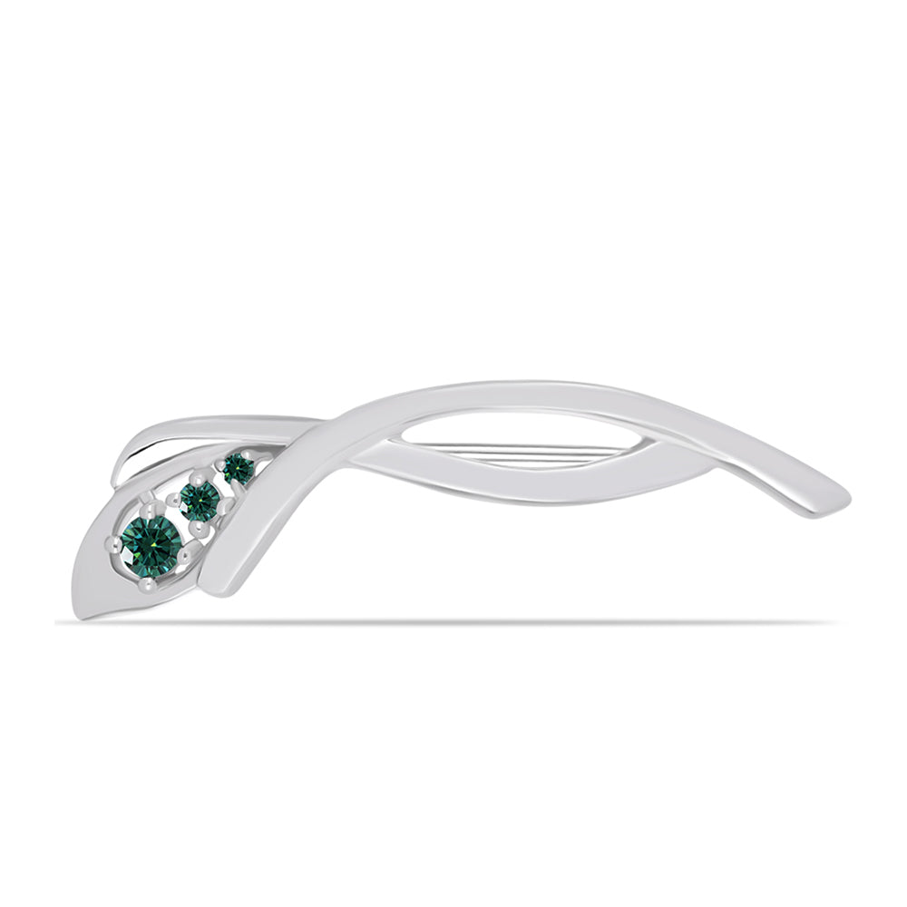 Broşă din Argint 925 ( 2.71 grame ) cu Moissanite verde-albăstrui marin 0.15 Carate