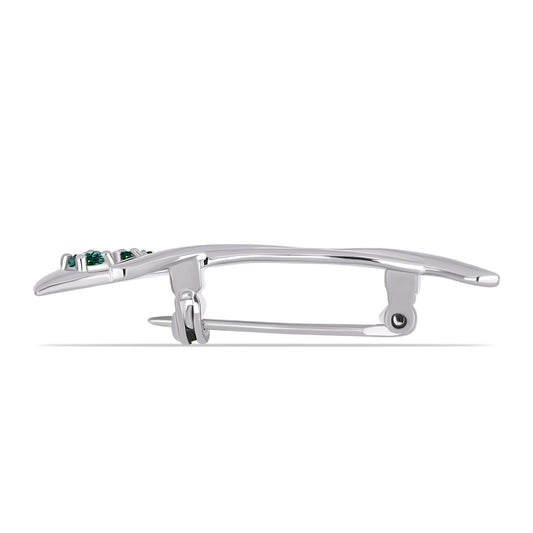 Broşă din Argint 925 ( 2.71 grame ) cu Moissanite verde-albăstrui marin 0.15 Carate