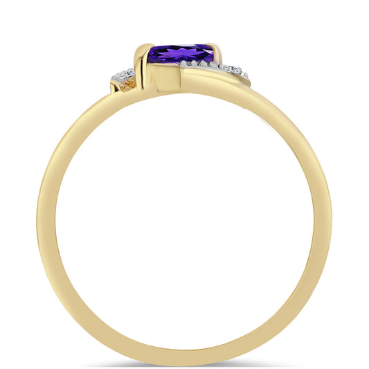 Inel din Argint 925 Placat cu Aur ( 2.31 grame ) cu Ametist Marocan și Topaz Alb 0.19 Carate