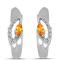 Cercei din Argint 925 ( 3.3 grame ) cu Safir Padparadscha și Topaz Alb 0.29 Carate