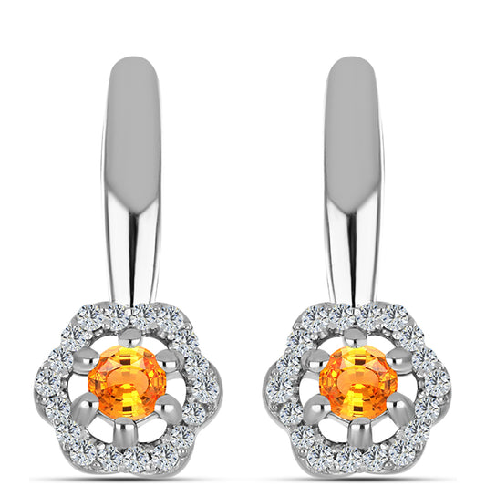 Cercei din Argint 925 ( 2.86 grame ) cu Safir Padparadscha și Topaz Alb 0.44 Carate