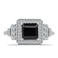 Inel din Argint 925 ( 3.51 grame ) cu Obsidian și Topaz Alb 1.95 Carate