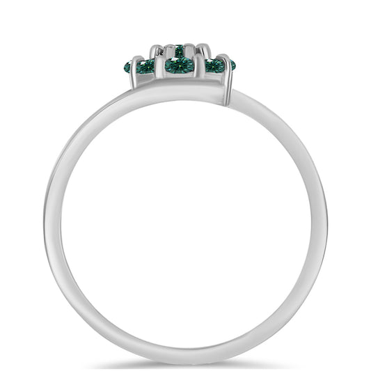 Inel din Argint 925 ( 2.29 grame ) cu Moissanite verde-albăstrui marin 0.36 Carate