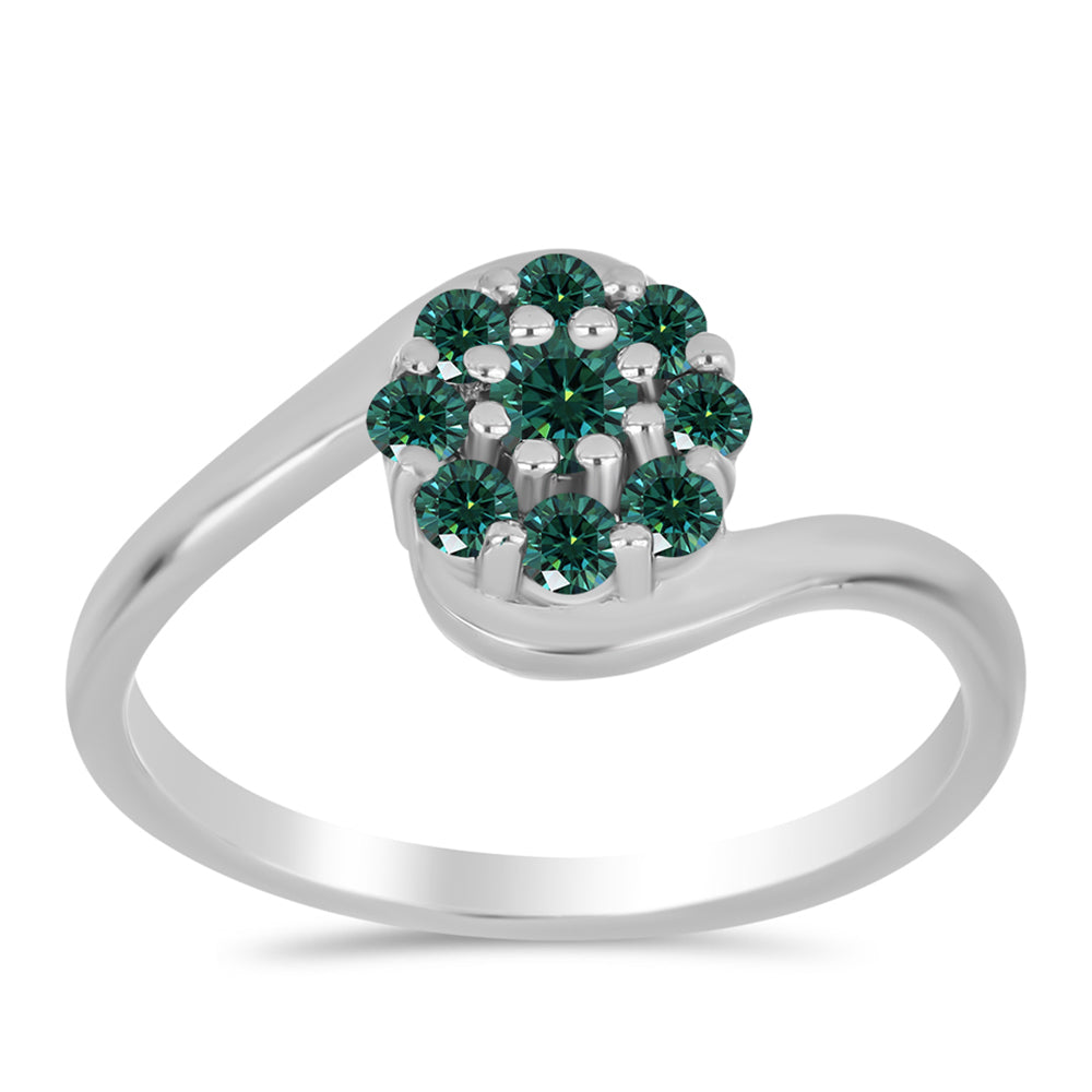 Inel din Argint 925 ( 2.29 grame ) cu Moissanite verde-albăstrui marin 0.36 Carate